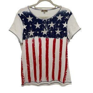 Blue Canyon Top Womens‎ XL T-Shirt 100% Cotton Red White & Blue